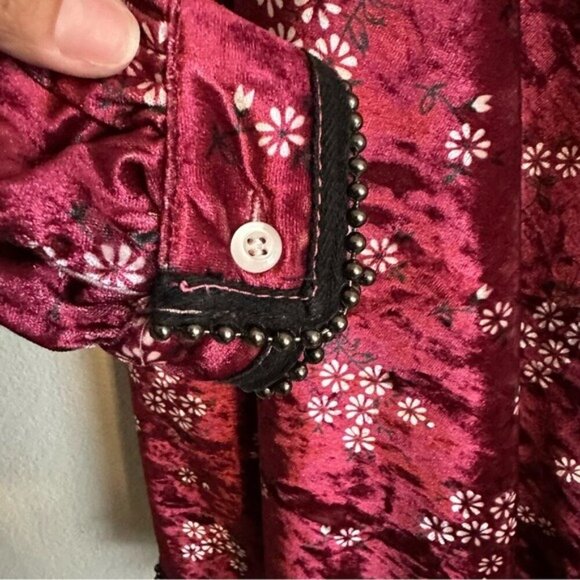 Highly Preppy Red Velvet Lace Dress Sz S Romantic Gothic Vampirecore Regencycore - Picture 11 of 14